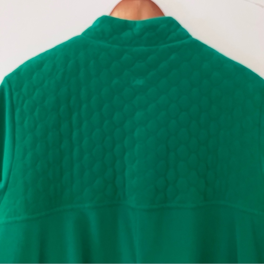 VTG 70s LISANNE Kelly Green Loungewear 3/4 Zip Velour Robe Sz. L Quilted Top - Picture 8 of 9